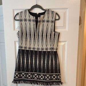 Tory Burch Black and Cream Textured Sleeveless Dress